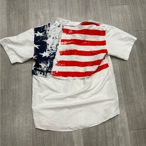 Magellan Relaxed Fit Moisture Wicking Vented American Flag Shirt Mens M Fishing